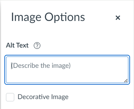 Image option dialog box described in step 2.